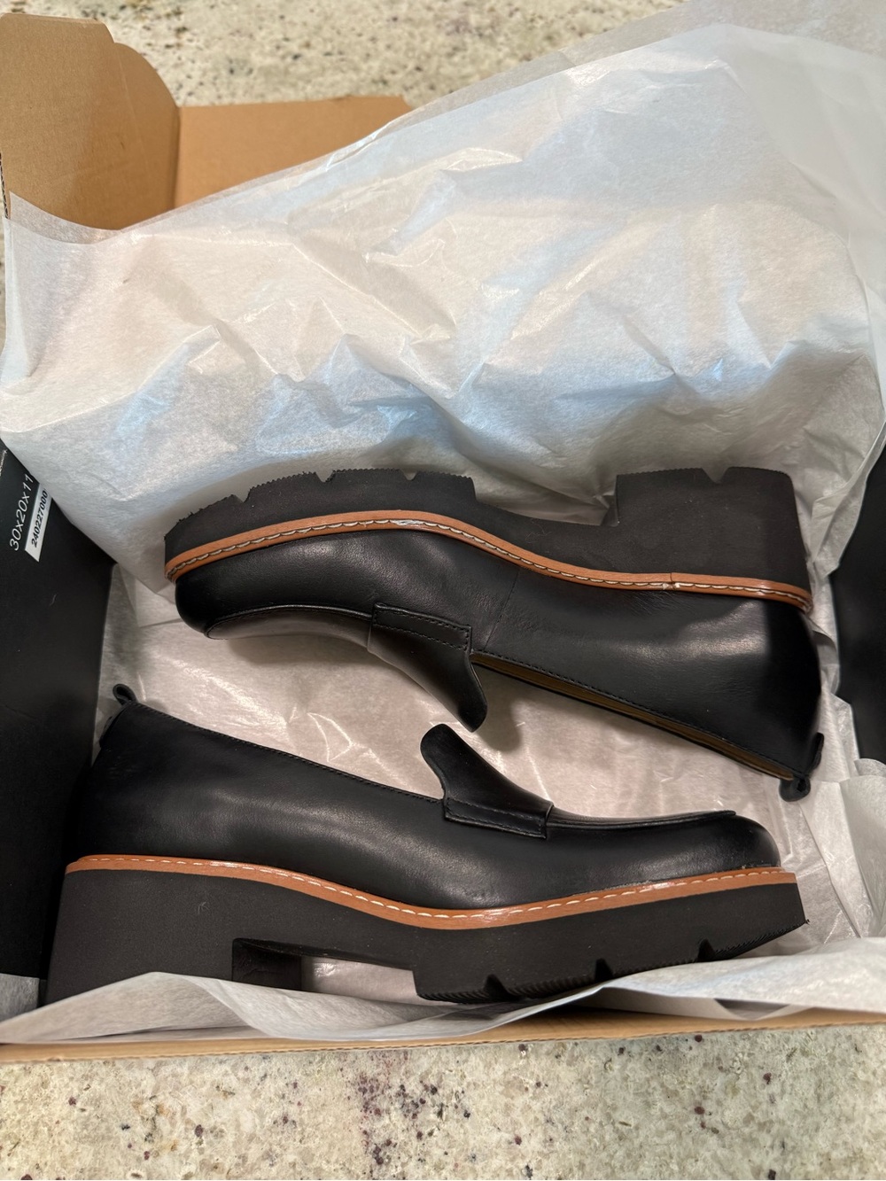 Naturalizer Black Leather Chunky "Darry" Loafers with Tan Welt - Picture 7 of 15